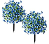 Artificial Violet Flower Topiary Tree, Artificial Plants Outdoor in Pots Large, Artificials Outdoors Plant in Pots for Outdoor Indoor Garden Home Decoration (Blue A)