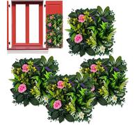 Artificial Wall Panel - Plant Wall Panels | 9.84x9.84 Inch Patio Faux Plant Walls | 4 Pieces Artificial Greenery Privacy Hedge Screen For Outdoor Indoor Patio Garden Backyard Yard Wedding Party