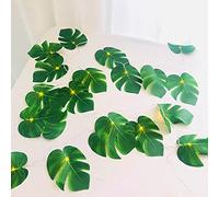 Artificiel Vert Monstera Feuille Guirlandes Lumineuses 20 LED Palmier Tropical Guirlande électrique Alimentation par Batterie pour St.Patricks Mariage Décoration (Monstera Feuille, Batterie)