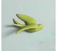 Artificielle Artisanale en Céramique Jaune-Vert Hirondelles Oiseaux Moineaux Colombe Sculpture Animale Tenture Murale Art Décor Maison Bureau De Mariage Cadeau