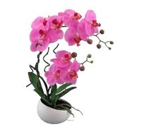 Artificielles.com - Orchidée factice 2hampes coupe céramique H45cm touché réel Rose fushia - couleur: Rose fushia 730