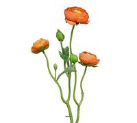 Artificielles.com - Renoncule factice en tige 2 ramures & 3 belles têtes H48cm Orange-BEST - couleur: Orange