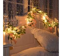 Artificielles Glycine Fleurs Guirlande LED Guirlande Lumineuse de Glycine Suspendue Fleur de Vigne Verdure Guirlande Lumineuse pour Maison Jardin Arche Mariage en Plein Air Floral Décor (Rose, 1pc)