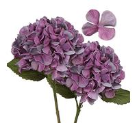 Artificielles Hortensia, 2PCS Fleur Artificielle à tige longues 43cm tête Hortensia Bouquets pour le mariage, la maison, hôtel, décoration de fête, arrangement floral, Violet