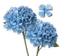 Artificielles Hortensia, 2PCS Fleur Artificielle à tige longues 43cm tête Hortensia Bouquets pour le mariage, la maison, hôtel, décoration de fête, arrangement floral, Bleu