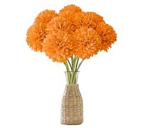 Artificielles Hortensia Fleurs,12pcs Déco Fausses Fleurs Fleurs Artificielles Artificielles Plantes Faux Soie Bouquet de Fleurs Hortensia, pour La Maison Garden Party Office Décoration (Orange)