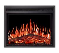 ArtiFlame AF24 Cheminée électrique encastrable avec chauffage 900/1800 W, effet flamme 3D réaliste, éclairage LED, télécommande, minuterie, thermostat, effet crépitant, noir