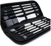 Artify 10 Pcs Pinceaux Peinture Acrylique en Nylon de Haute Qualité | Pinceaux Peinture avec Etui de Transport Pop-up | Palette et 2 Eponges, pour Peinture Huile, Gouache et Aquarelle, Noir