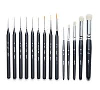 ARTIFY Ensemble de pinceaux à Peinture à Sec Miniatures : 14 pièces de pinceaux Ronds pour Petits détails, Mini pinceaux Fins pour Peinture Miniature