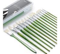 ARTIFY - Lot de 15 pinceaux Professionnels de Peinture à l'huile et à la Gouache Acrylique, avec Manche Long et Lourd pour Peinture à l'huile et à la Gouache Acrylique, Vert