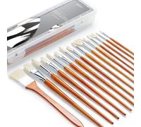 ARTIFY Ensemble de pinceaux de Peinture à l'huile, Ensemble de 15 pièces de Peinture Acrylique Professionnelle à Poils naturels, pour Peinture à l'huile et Acrylique, Manche Long et Lourd