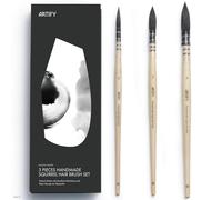 Artify Pinceaux Aquarelle Professionnel, 100% Pinceaux Poil d'Écureuil Naturels Pour Aquarelle Gouache, 3 Pinceaux d'Artiste à Pointe Fine Pour Un Flux Constant Et Grande Absorption Tailles #0, #2, #4