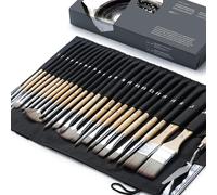Artify pinceaux de Peinture, série Expert, Ensemble de pinceaux synthétiques améliorés avec Rouleau de Tissu et Couteau à Palette pour Acrylique, Huile(Bouleau) Aquarelle et Gouache