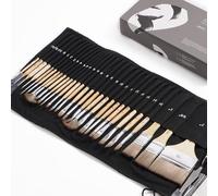 Artify pinceaux de Peinture, série Expert, Ensemble de pinceaux synthétiques améliorés avec Rouleau de Tissu et Couteau à Palette pour Acrylique, Huile(30 PCS) Aquarelle et Gouache