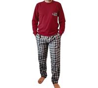ARTIGIANI DEL PIGIAMA Pyjama d'hiver pour homme 100 % chaud coton et flanelle doux et respirant col rond fabriqué en Italie long