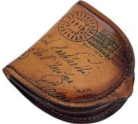 Artiglieria Fiorentina Art. CIMAROSA - Italienne Porte-Monnaie Cuir Véritable avec Une icône de Ancienne Carte Postale - Made in Italy (Marron)