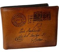 Artiglieria Fiorentina Mascagni Portefeuille en cuir pour homme avec porte-monnaie avec image de carte postale antique, poli, fabriqué en Italie, marron foncé, M, Classique