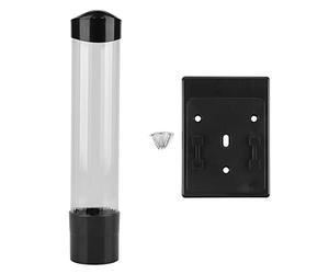 Artillery Distributeur de gobelets à Eau Mural One Touch Button Distributeur de gobelets Distributeur d'eau Porte-gobelets en Plastique, Support de Rangement de gobelets jetable Transparent(Le Noir)