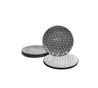 Artime - Lot de 6 Assiettes à Dessert, Petites Assiettes Plates, Assiettes à Motifs, Assiettes en Porcelaine Noir et Blanc, Assiettes Elégantes, Design 2, Collection KOMAE