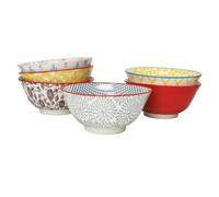 Artime - Lot de 6 Bols Médiums Design 1, Bols à Céréales, Soupes, Bols Imprimés Colorés, Vaisselle Elégante, Contenance 550ml