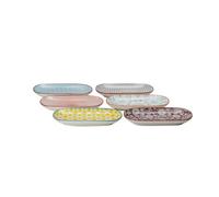 Artime - Lot De 6 Coupelles Ovales En Porcelaine, Décor Ethnique Multicolore, Style Exotique, Pour Entrées, Sauces Ou Desserts, 17 x 8 x 2 Cm