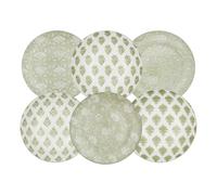 Artime - Lot De 6 Grandes Assiettes En Porcelaine, Ø26 Cm, Motifs Végétaux Blanc Et Vert, Collection Soliman, Design Français Élégant Pour Plats Principaux Et Présentations