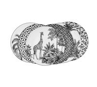 Artime - Lot de 6 Grandes Assiettes en Porcelaine Ø27 cm, Motifs Tribaux Noir et Blanc, Design Graphique Élégant