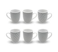 Artime - Lot de 6 Mugs en Porcelaine, Noir et Blanc, Ø8,5 × 10,4 cm, Design Méditerranéen Élégant, Compatible Micro-Ondes