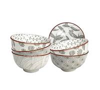 Artime - Lot de 6 Petits Bols, Bols à Dessert, à Glace, Sauce, Apéritifs, Ramequin en Porcelaine, 3 Imprimés Gris Différents, Adapté Lave-Vaisselle et Micro-onde