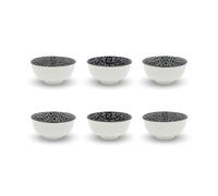 Artime - Lot De 6 Petits Bols En Porcelaine, Ø11,2 Cm, Collection Villa Les Pins, Noir Et Blanc, Motifs Méditerranéens, Pour Entrées, Desserts, Tapas, Style Élégant Et Raffiné