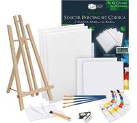 Artina 25pcs Kit Peinture Acrylique Corsica avec Chevalet de Table London - 5 Châssis, 8 Peintures Acryliques, Pinceaux, Palette Peinture & Chevalet - Set Peinture Adulte Débutant Hobby Artiste