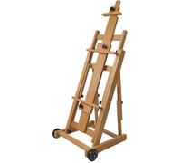 Artina Bordeaux Chevalet Bois de Hêtre avec 2 Roulettes - Chevalet pour Toiles 120 cm Stable Inclinaison & Hauteur Réglable