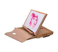 Artina Calais - Chevalet de table portable avec valise - 33 x 26 x 24 cm - Chevalet réglable - Chevalet de valise en bois - Petit chevalet de rangement et palette de peinture