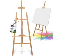 Artina Chevalet Bois Grand Pin - FSC® 150cm Chevalet en bois - champ réglable en hauteur grands & petits châssis pour adultes, mariage, toiles, Easel - Tessin