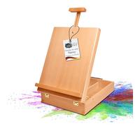 Artina chevalet de table réglable pour toiles jusqu'à 66cm coffret | en bois avec poignée de transport mallette de peinture 3 compartiments Couleurs Pinceaux dessin artiste planche Nancy