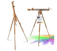 Artina chevalet en bois hêtre pour toiles jusqu'à 100cm pliable | inclinaison 90° réglable en continu trépied atelier campagne techniques de peinture variées artiste Porto