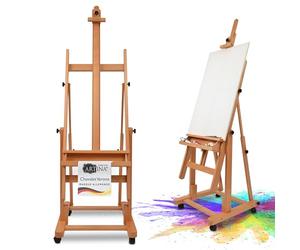 Artina Chevalet Professionnel Atelier Verona - En Bois Massif de Hêtre - Stable Sur 4 Roulettes Qualité Supérieure - Pour Toiles jusqu'à 210 cm