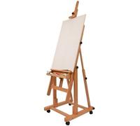 Artina Chevalet Professionnel Atelier Verona - Chevalet en Bois Massif de Hêtre - Chevalet Stable en Bois sur 4 Roulettes Qualité Supérieure - Chevalet pour Toiles jusqu'à 210 cm