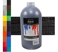 Artina crylic acrylique 1000ml Noir Peinture acrylique pour artistes Fortement pigmentées Séchage rapide