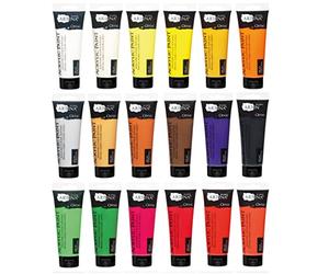 Artina Crylic Kit Peinture Acrylique 24pcs à 120 ML - Fortement Pigmentée et Opaque pour Peinture sur Toile - Couleurs Vibrantes avec Sechâge Rapide, Résistance à l’Eau