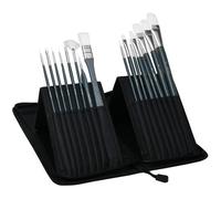 Artina Ensemble de Pinceaux d'artiste Amsterdam 17 pcs - Kit de Pinceau brosses pour Peinture Acrylique + Trousse a Fermeture Eclair