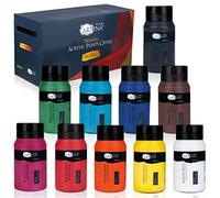 Artina Kit de 10 peintures acryliques 500 ml Crylic - Séchage rapide 10x500 ml Peintures acryliques -Couleurs de base, étanche à l’eau et haute pigmentation