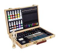 Artina - Boite Mallette pour artiste Leonardo - Ensemble complet de 45 pcs - Peinture acrylique, crayons, pastels