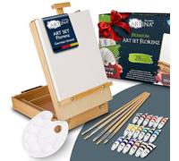 Artina kit peinture acrylique 28 pcs coffret en bois avec chevalet de table