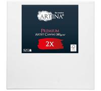 Artina Lot de 2 Premium Toile Peinture 60x60 cm - Canvas Châssis Bois Stable 380 g/m² 100% Coton - Toile Vierge Peinte au Préalable - Pour Tableau Peinture
