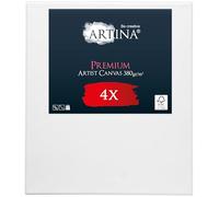 Artina Lot de 4 Premium 3D Canvas Toile Peinture 30x40 cm - FSC® Châssis Bois pour Toiles 100% Coton 380 g/m² sans Acide - Tableau a Peindre Blanche Peinture Stable Cadre Apprêté 3 Fois