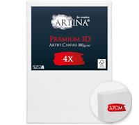 Artina Lot de 4 Premium 3D Canvas Toile Peinture 70x100 cm - FSC® Châssis Bois pour Toiles 100% Coton 380 g/m² sans Acide - Tableau a Peindre Blanche Peinture Stable Cadre Apprêté 3 Fois