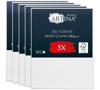Artina Lot de 5 Toile à peindre 60x80cm 280g/m² Akademie - Apprêtée 2 fois - Châssis entoilé - Qualité fine
