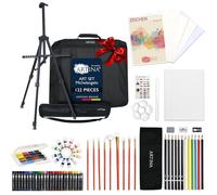 Artina Michelangelo Set de peinture studio d'art XXL 122 pièces XXL avec chevalet, sacs inclus, crayons, pinceaux, peintures
