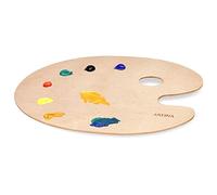 Artina - Palette Ronde en Bois pour mélange de Peinture - 25x30cm - avec Trou pour Le Pouce pour Artiste Peintre